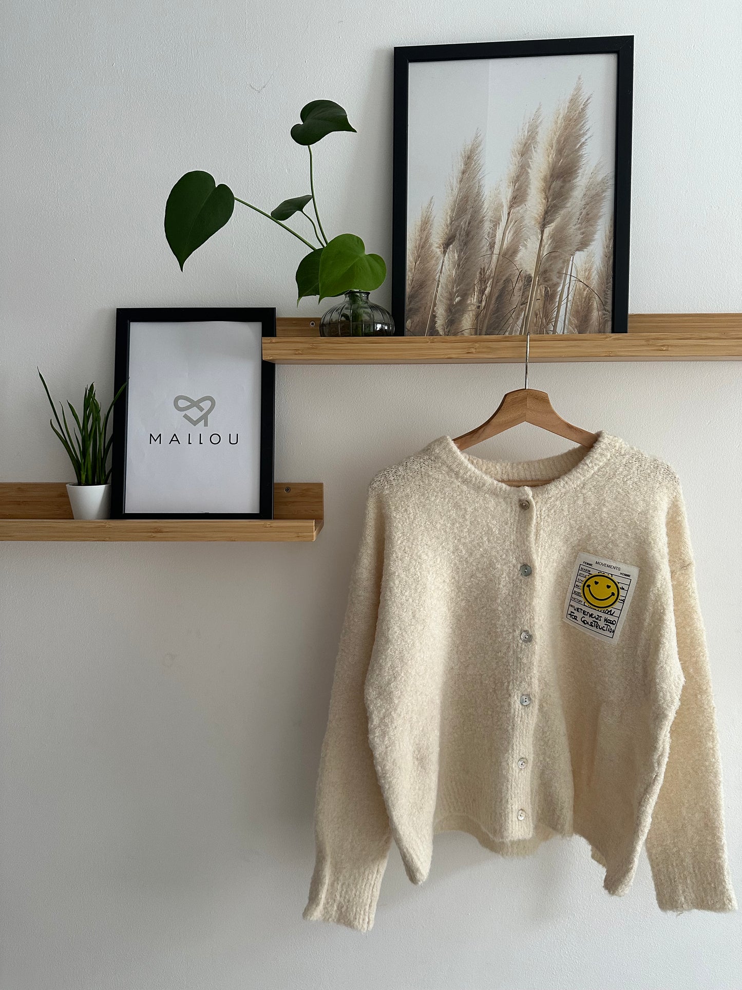 "EMILIA" Cardigan mit Smiley weiss