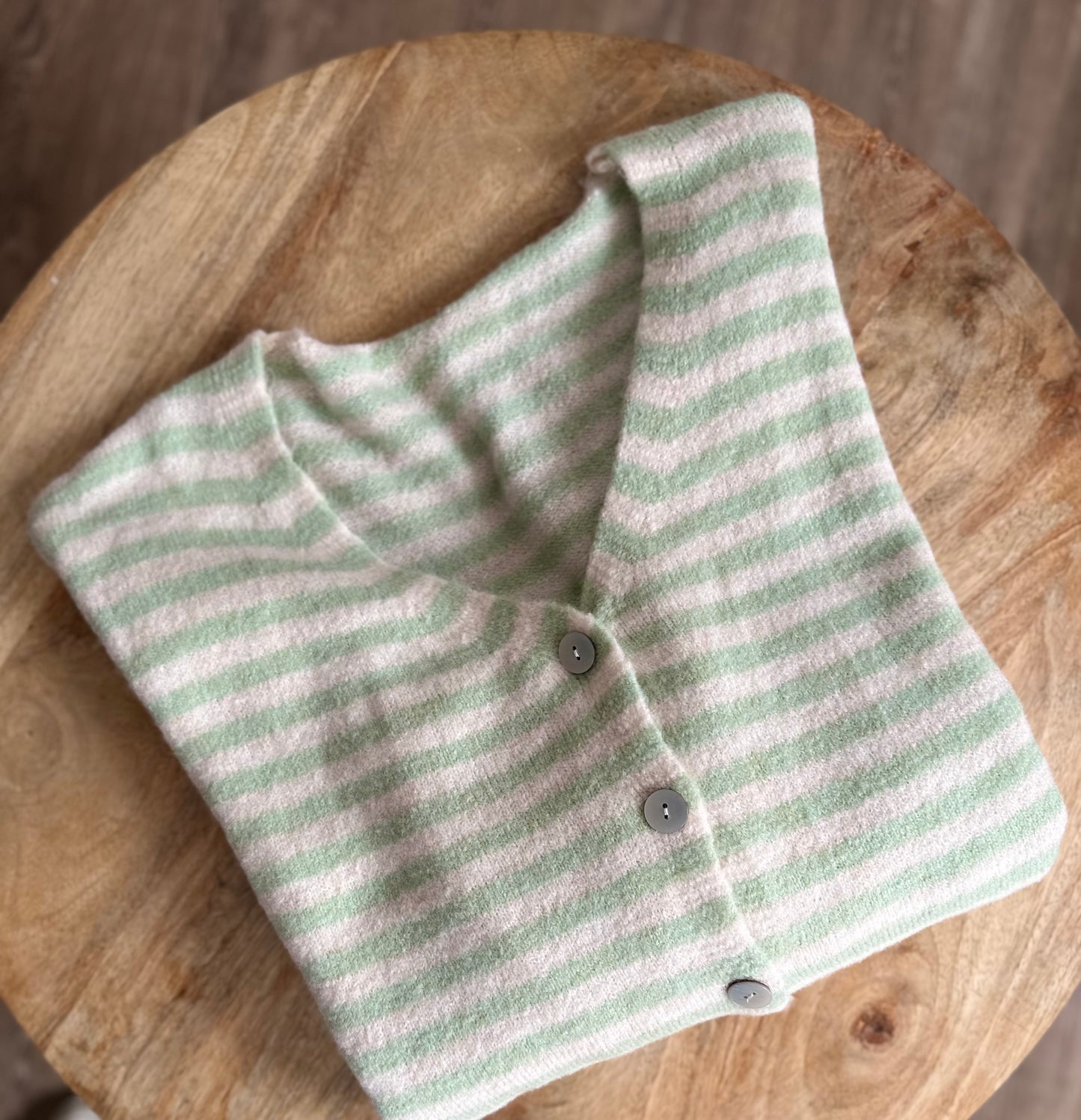 "MILA" Cardigan beige/mint gestreift