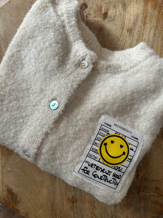 "EMILIA" Cardigan mit Smiley weiss