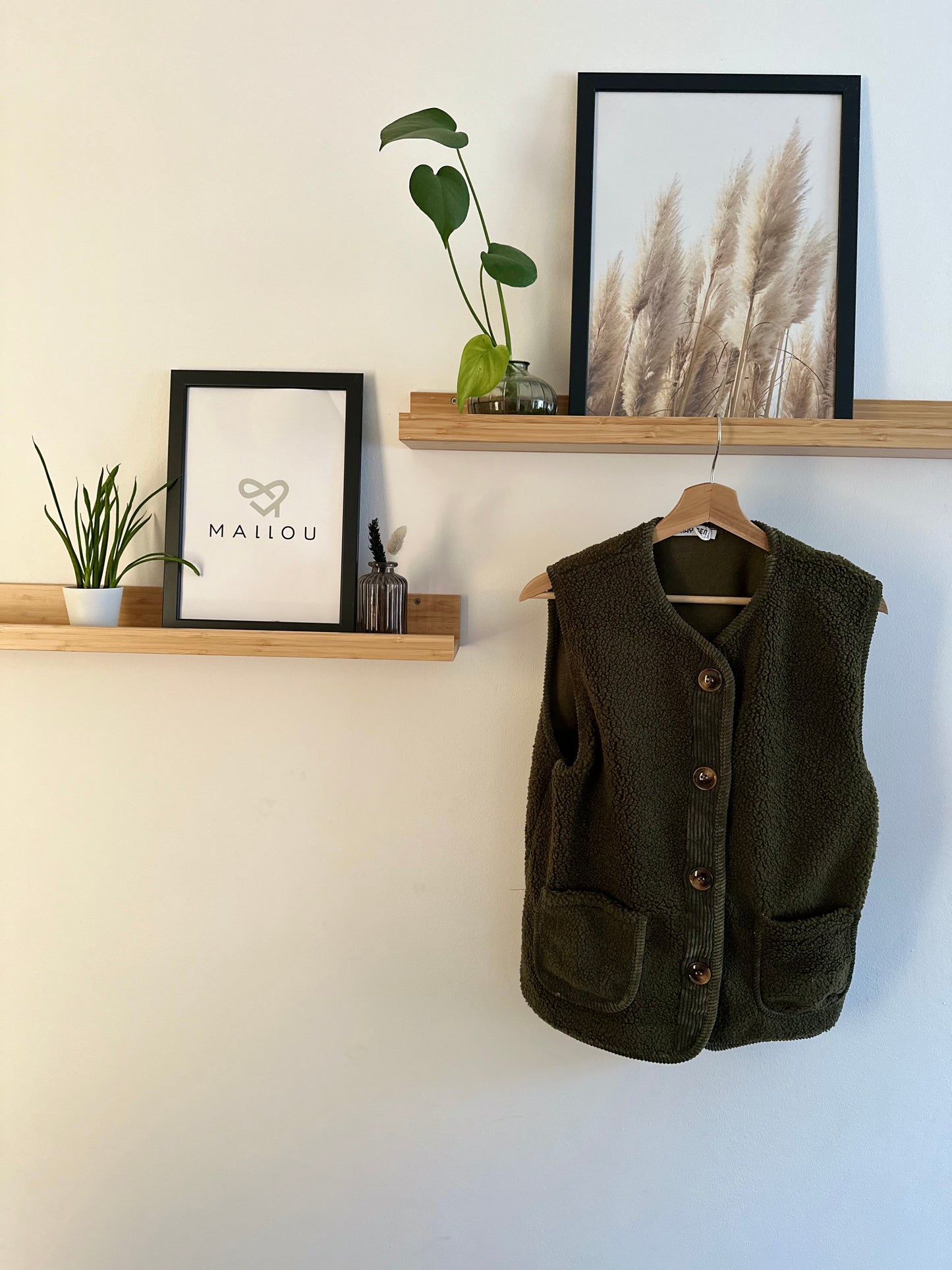 "MARIE" Teddyweste mit Cord-Knopfleiste khaki