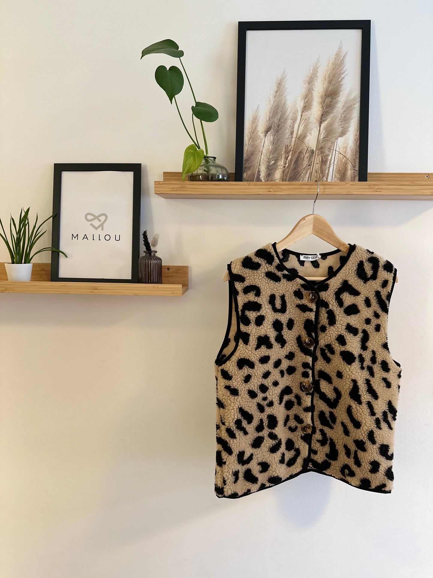 "JESSI" Teddyweste im Leo-Look