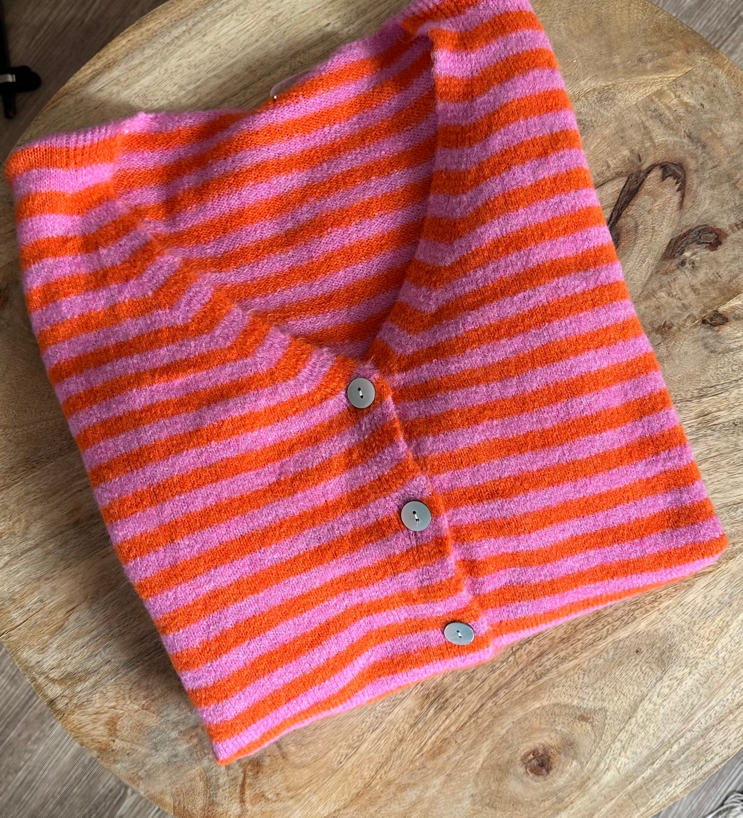"MILA" Cardigan rosa/rot gestreift