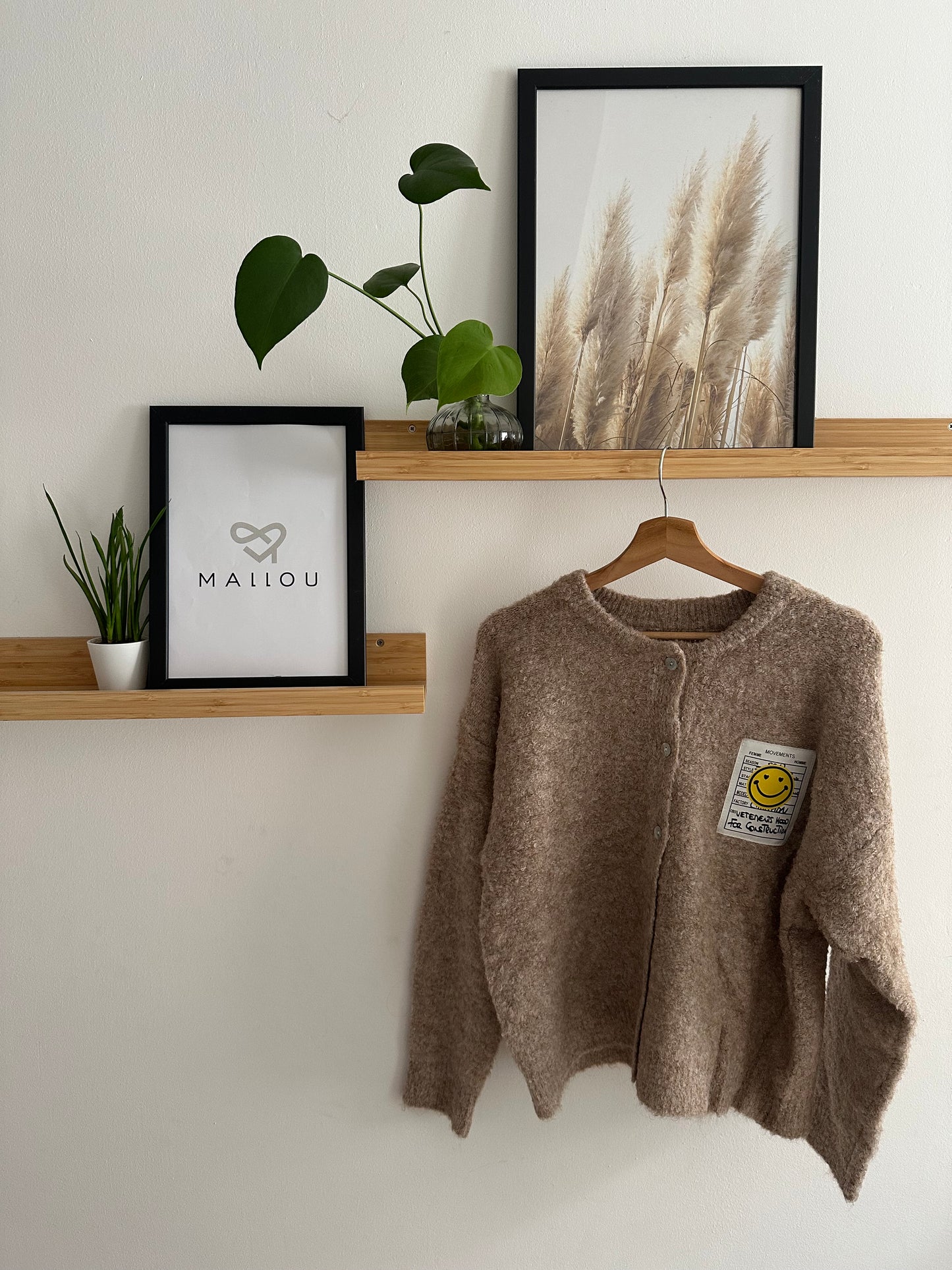 "EMILIA" Cardigan mit Smiley beige