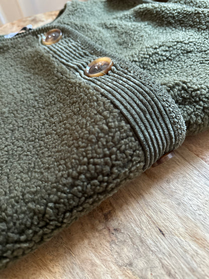 "MARIE" Teddyweste mit Cord-Knopfleiste khaki
