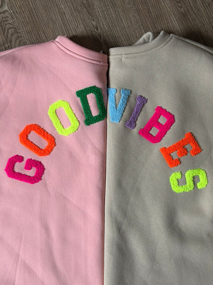 "NALA" Sweatpulli mit Good Vibes, rosa-apricot