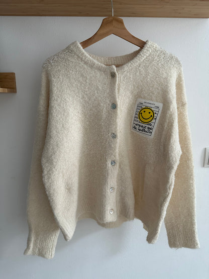 "EMILIA" Cardigan mit Smiley weiss