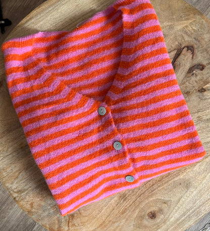 "MILA" Cardigan rosa/rot gestreift